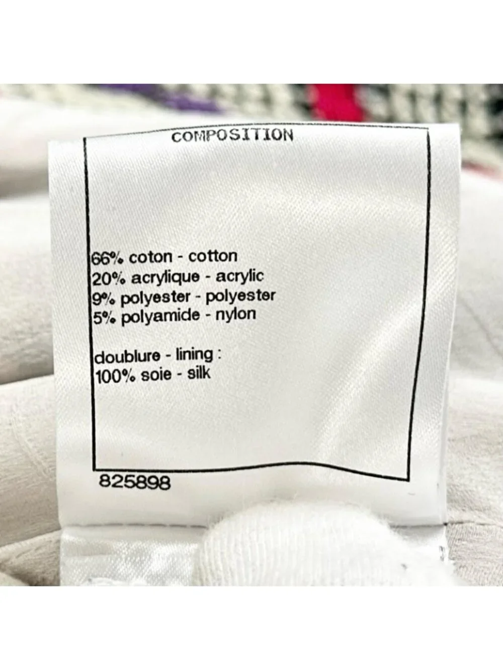 Chanel Border AW Collarless Jacket Cotton Multicolor 34